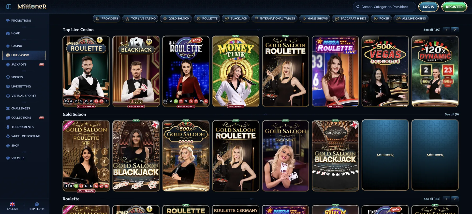 Millioner Casino en Direct: Live Casino