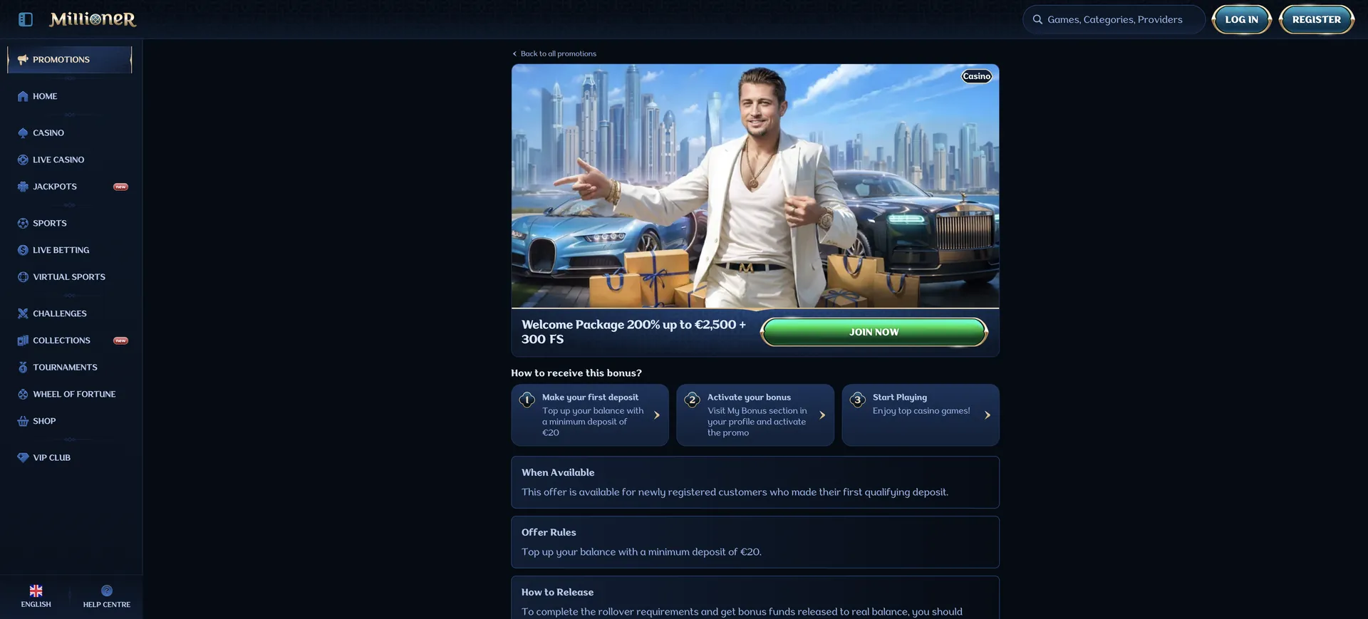 Millioner Casino Bonus: 1