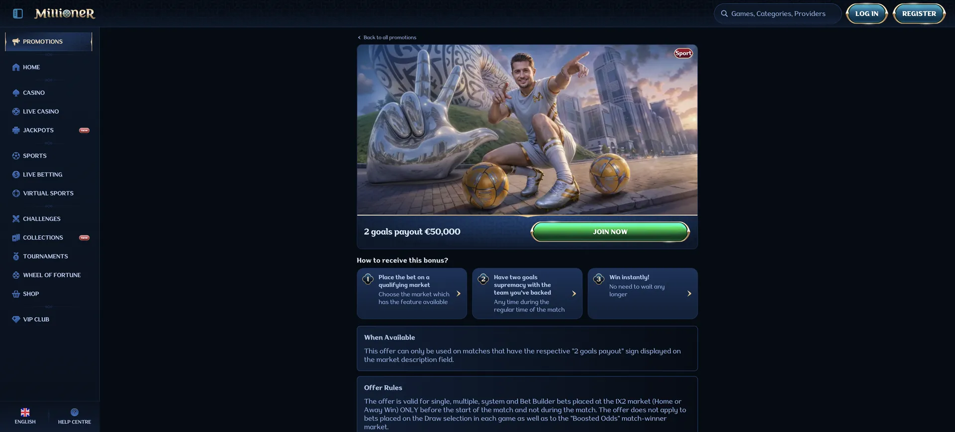 Millioner Casino Bonus: 2 Goals Ahead