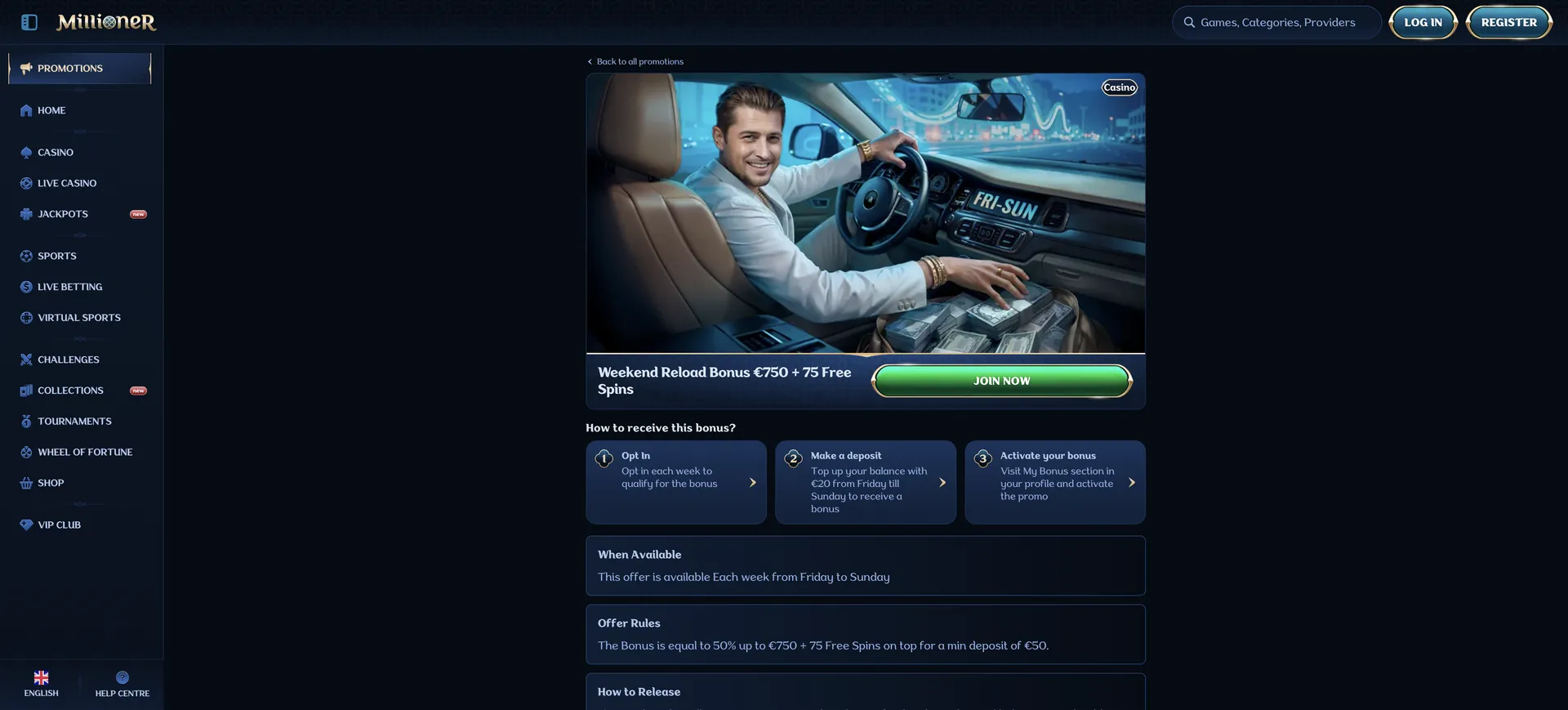 Millioner Casino Avis: Weekend Reload