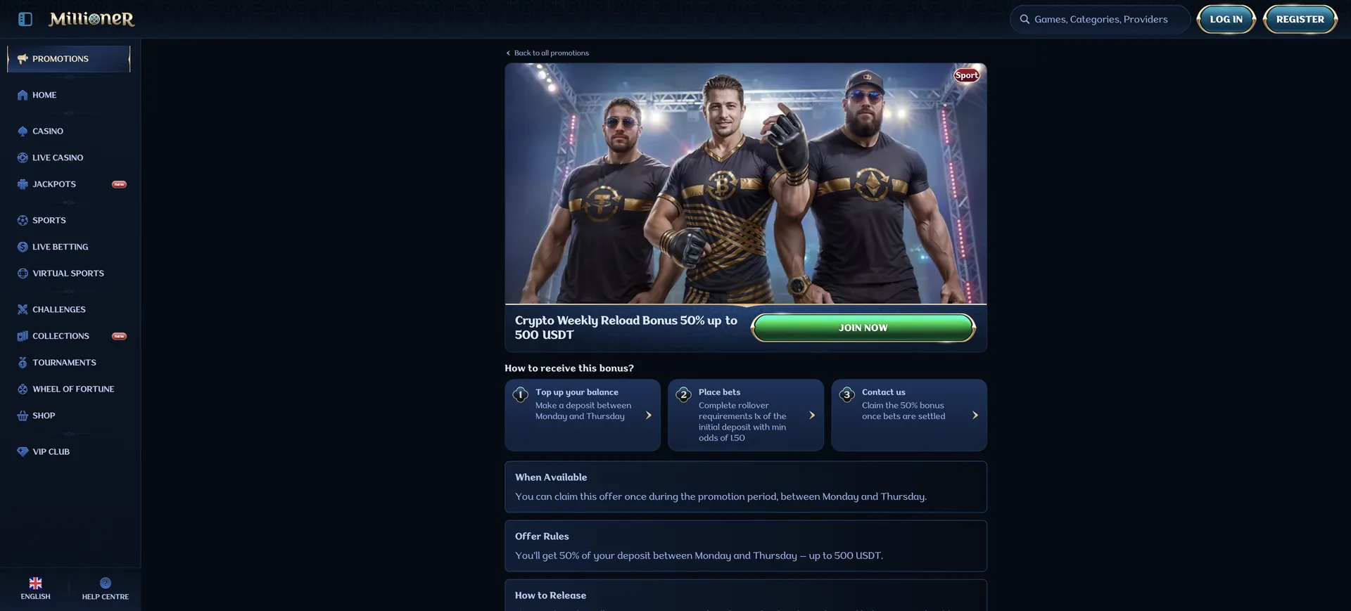 Weekly Crypto Reload Sport Millioner Casino Connexion: Weekly Crypto Reload Sport