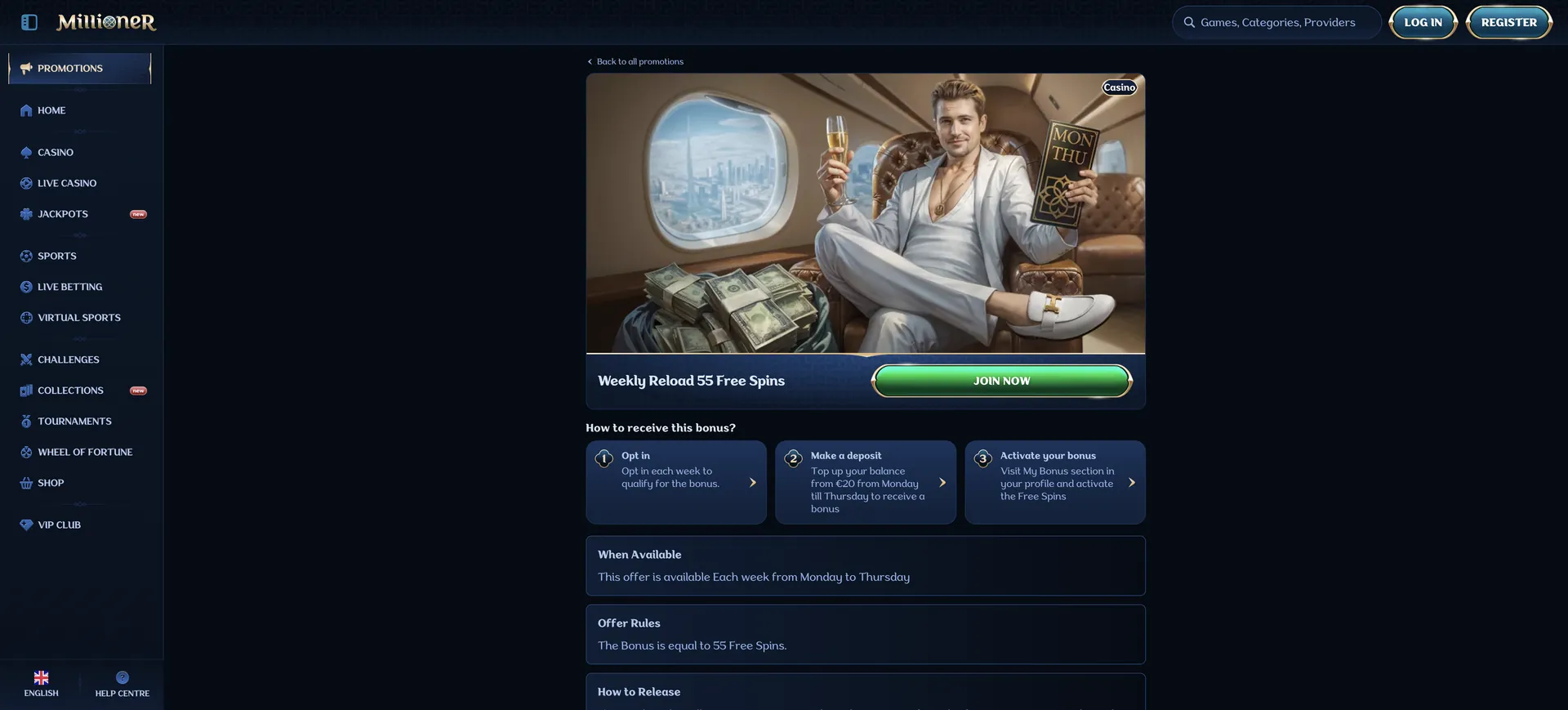 Millioner Casino Retrait: Weekly Reload