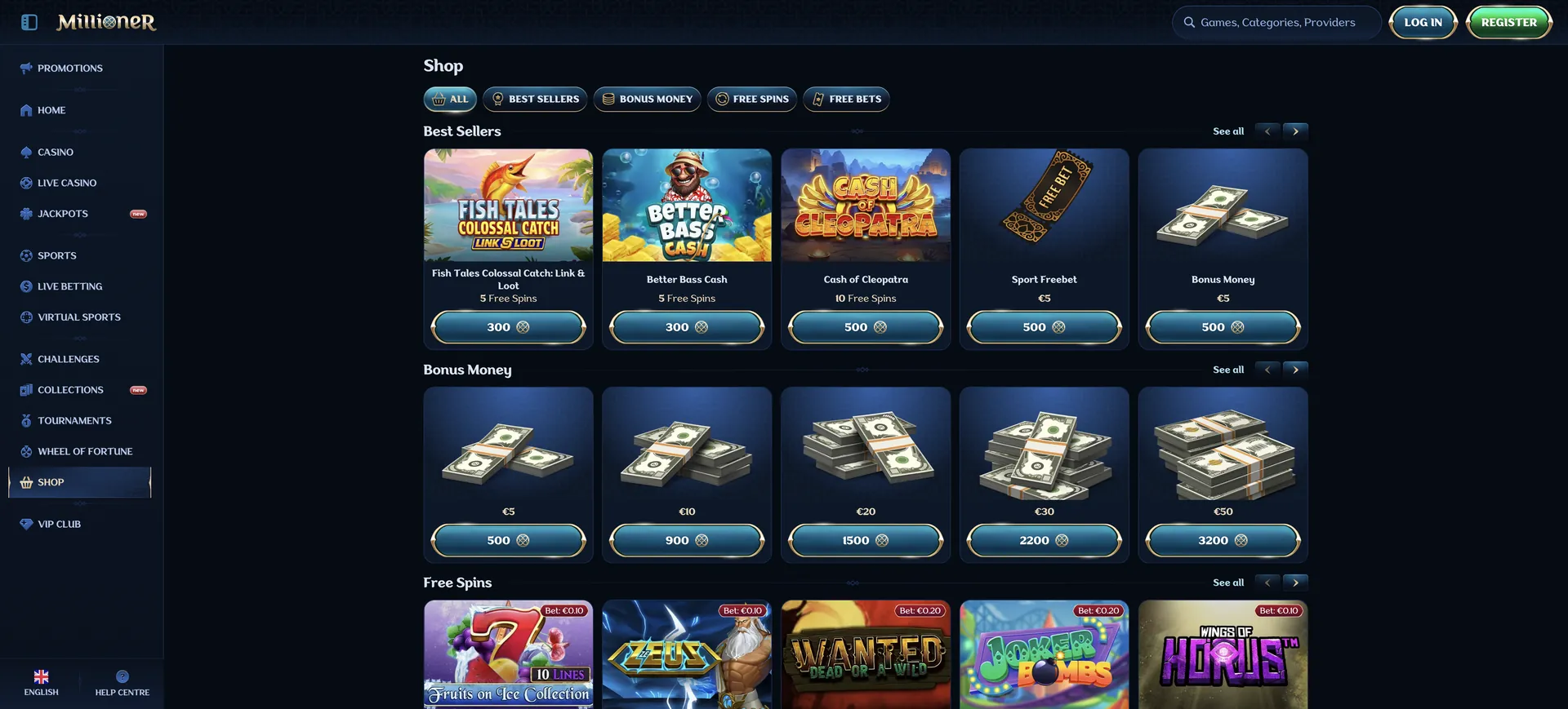 Millioner Casino Retrait: Shop