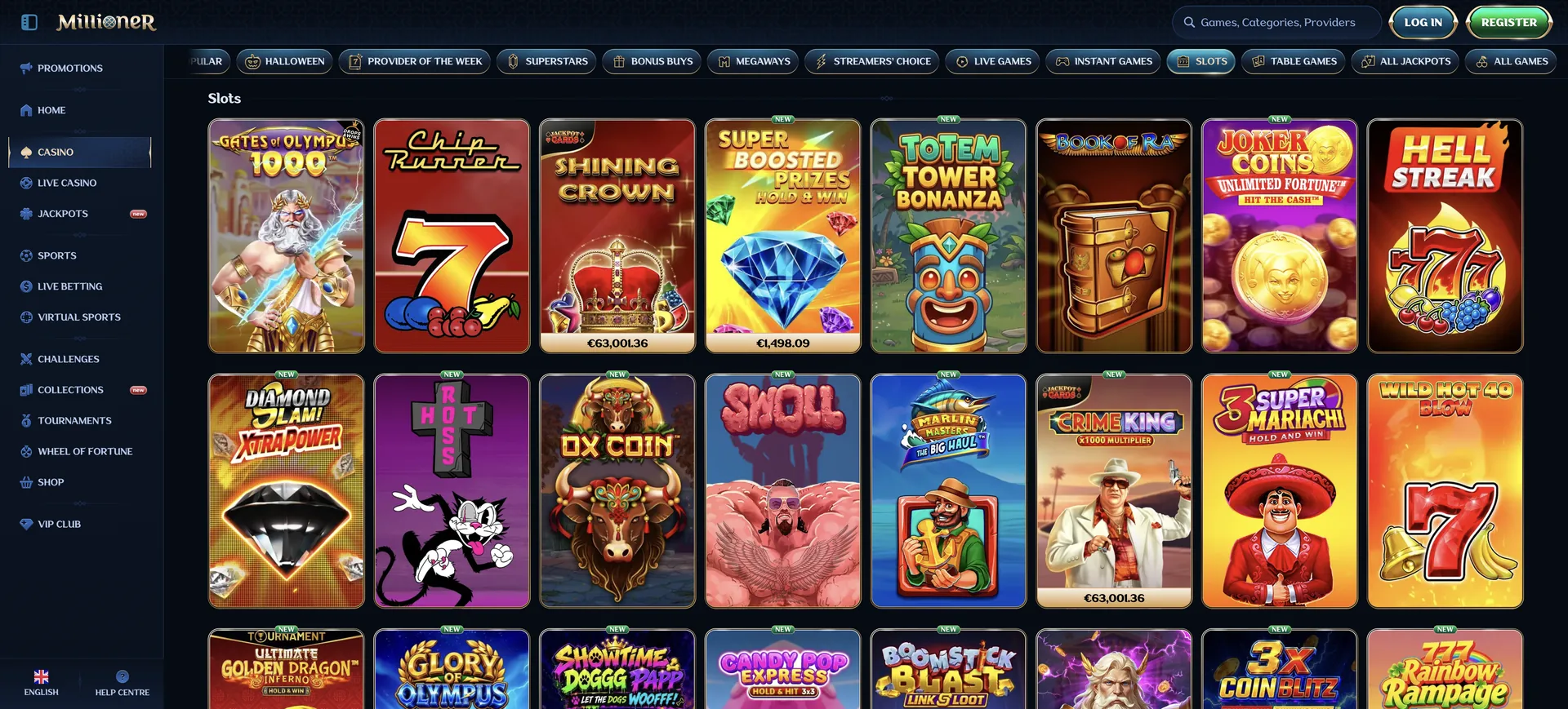 Millioner Casino en Direct: Slots